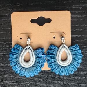Blue Macrame Clay Earrings